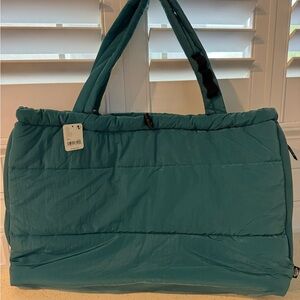 Free People Teal Blue “Cool & Cozy”Quilted Tote Bag, NWT